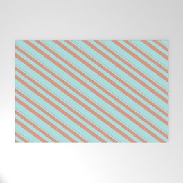 [ Thumbnail: Dark Salmon & Turquoise Colored Lines Pattern Welcome Mat ]