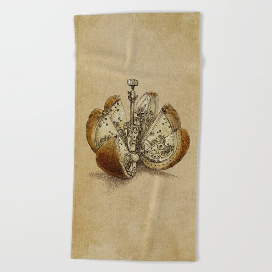 Steampunk Orange (sepia) Beach Towel