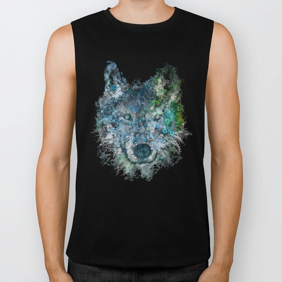 floral animals wolf Biker Tank