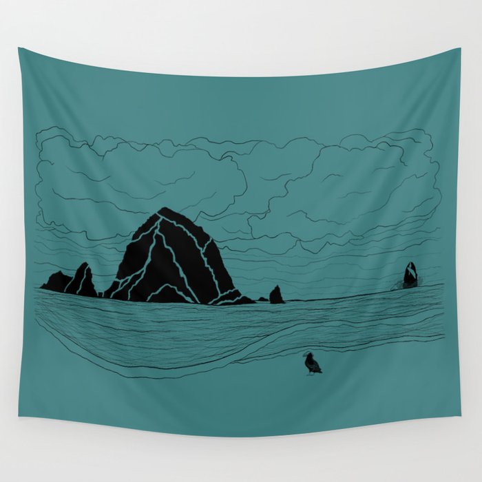 Haystack Humpback on turquoise  Wall Tapestry
