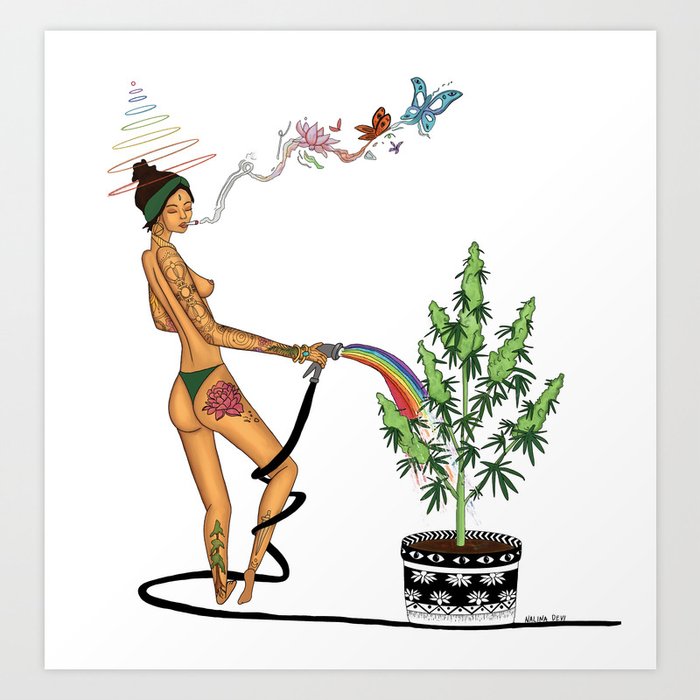 Rainbow Weed Babe - Higher Life Art Print