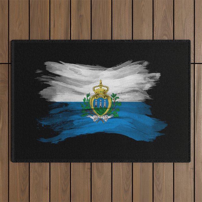 San Marino flag brush stroke, national flag Outdoor Rug