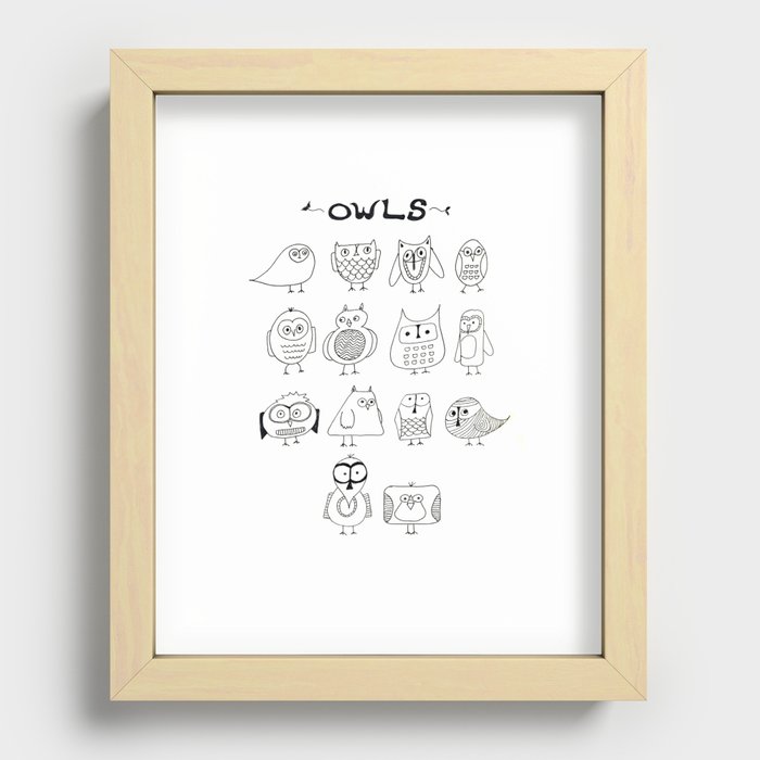 Cute Little Owls Recessed Framed Print