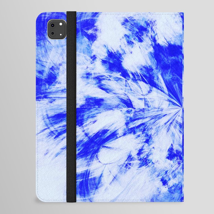 Blue and White Tie Dye Splash Abstract Artwork iPad Folio Case