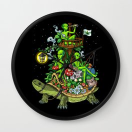 Psychedelic Aliens Space Trip Wall Clock