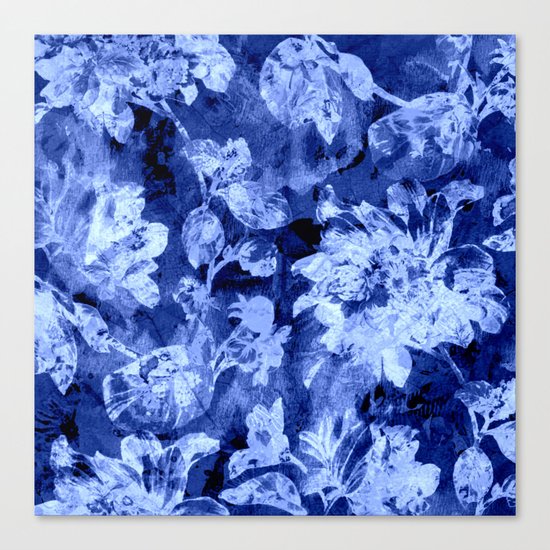 blue double floral Canvas Print