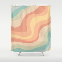 Vintage groovy waves Shower Curtain