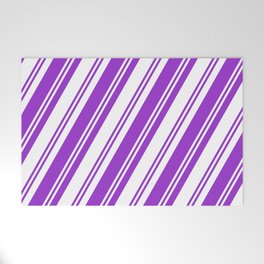 [ Thumbnail: Dark Orchid & White Colored Lined/Striped Pattern Welcome Mat ]