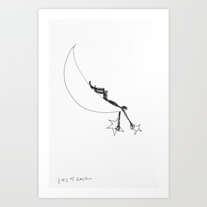 Relaxing in the Crescent Moon Art Print