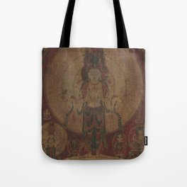Eleven-Headed, Thousand-Armed Bodhisattva of Compassion 16th Century Classical Tibetan Buddhist Art Tote Bag