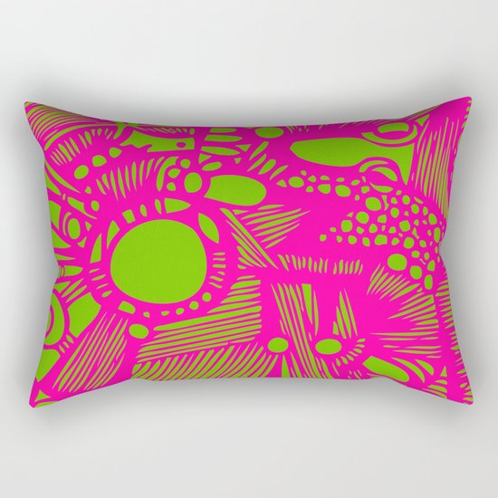 INK#3 Pink hen in the backyard Rectangular Pillow