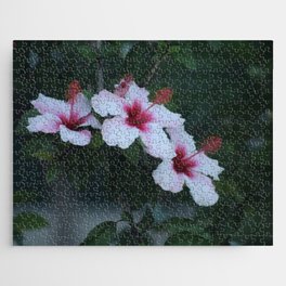 Three Hibiscus Flowers Tree Branch Jigsaw Puzzle
