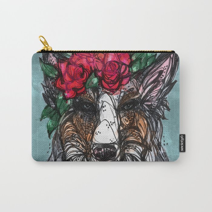Blue Merle Floral Carry-All Pouch
