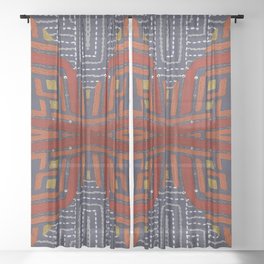 Traditional Vintage African Design Sheer Curtain