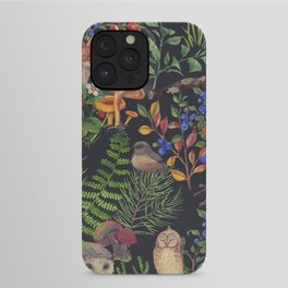 Hand drawn seamless pattern with watercolor forest animals and plants. Pattern for kids wood inhabitants, cute animals iPhone Case