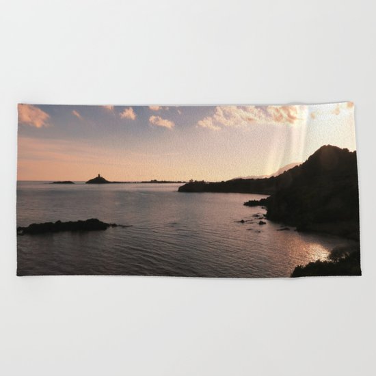 sunset in Sardinia Beach Towel