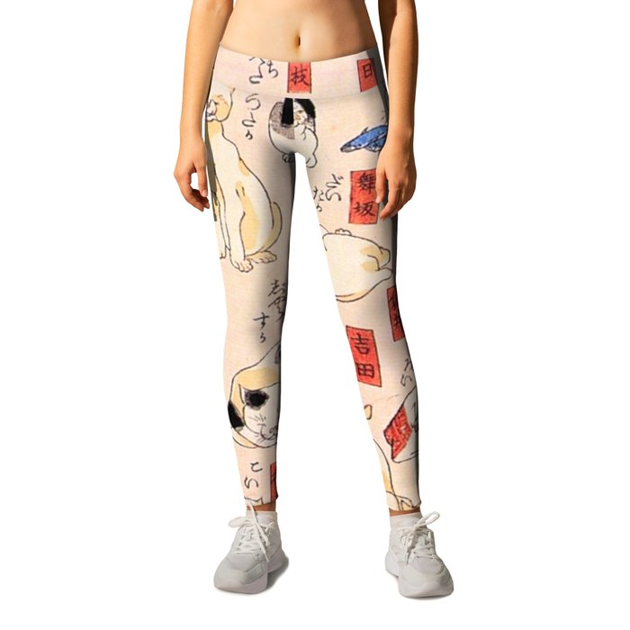 Cats for the Stations and Positions of the Tokaido Road print 2 portrait Leggings