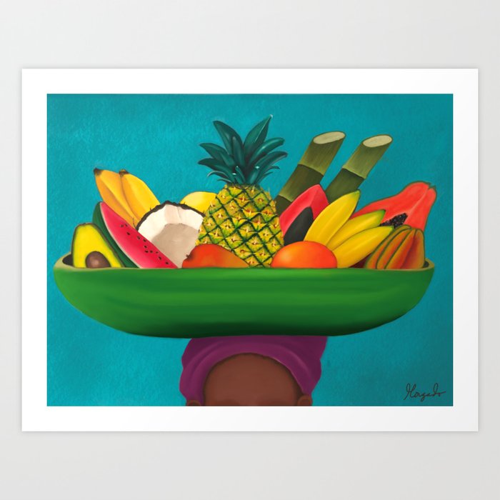 Tropical Fruit Basket Art Print