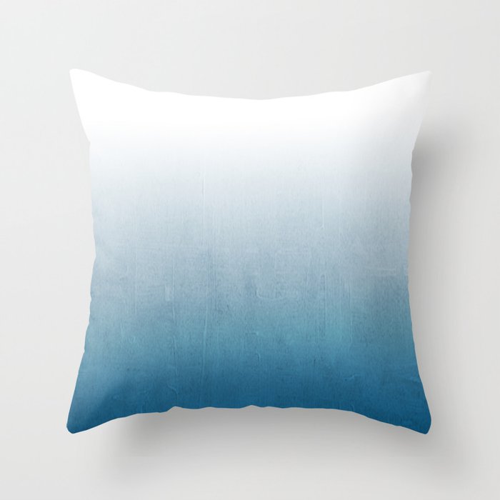 Urva - ombre indigo blue watercolor abstract minimalist home decor painting Throw Pillow