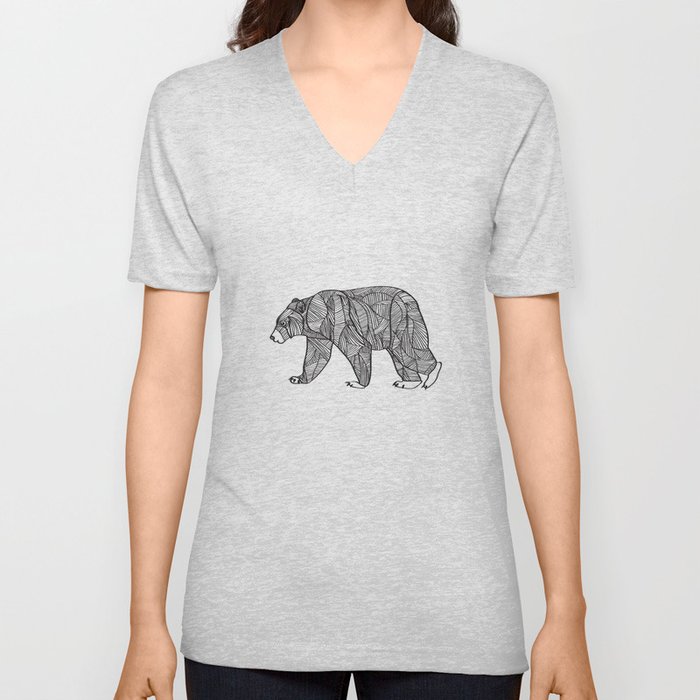 Black Bear V Neck T Shirt