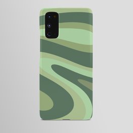 Retro Liquid Swirls Abstract Pattern in Basil and Mint Green Android Case