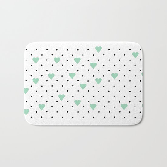 Pin Point Hearts Mint Bath Mat