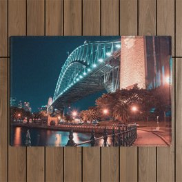 Australia Photography - Lit Up City By The Clear Ocean Outdoor Rug