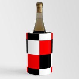 Black White Red Checker Pixel - Mandrake Wine Chiller