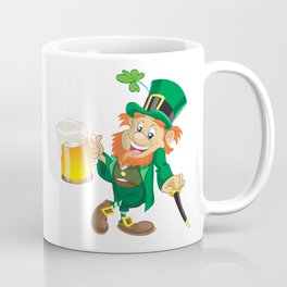 St Patrick leprechaun with cup of beer and cane Coffee Mug