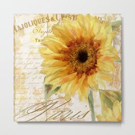 Ete II Metal Print | Sunflowers, Yellowsunflowers, Parissunflowers, Watercolor, Painting, Paris, Vintagebotanical, Paintedbotanical, Sunflowergarden, Grungysunflowers 