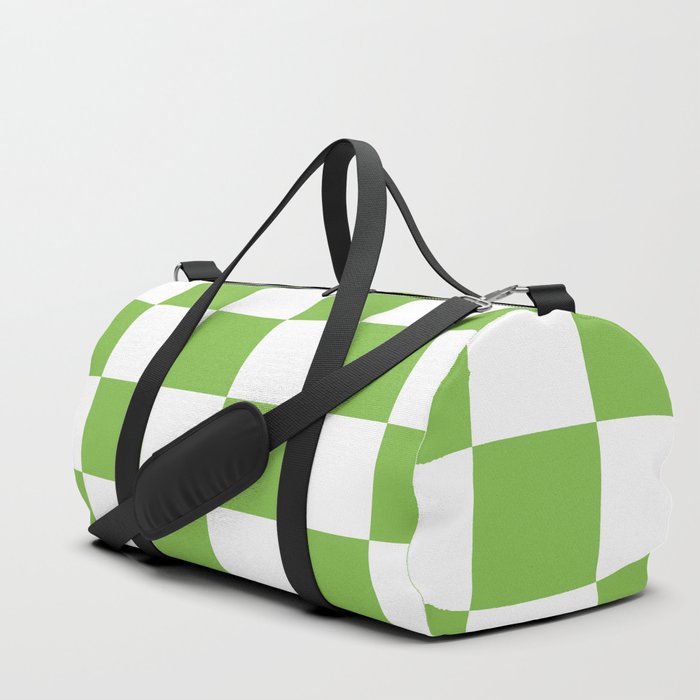 Lime Green Checkerboard Pattern Palm Beach Preppy Duffle Bag