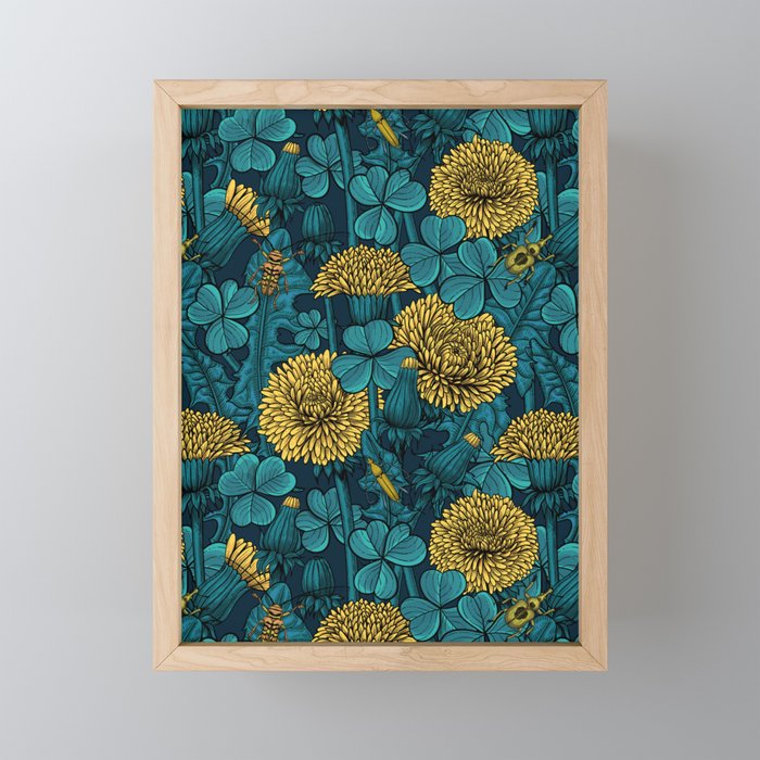 The meadow in yellow and blue Framed Mini Art Print