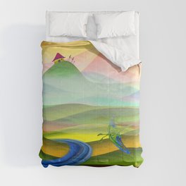 Fantasy valley naive artwork Comforter