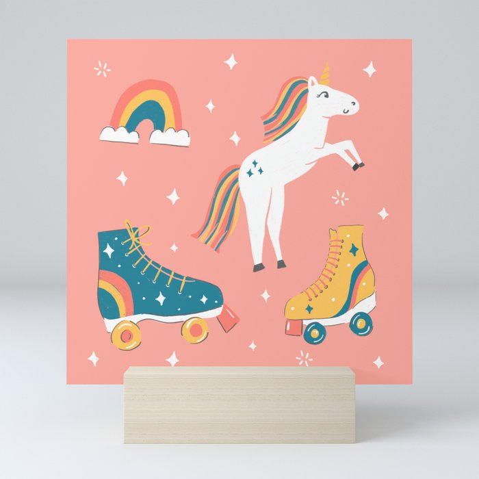 Unicorn Skate Party Mini Art Print