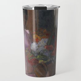 African American Masterpiece Rose Sets Easter Lilies at the Table still life by Astrid Holm Travel Mug