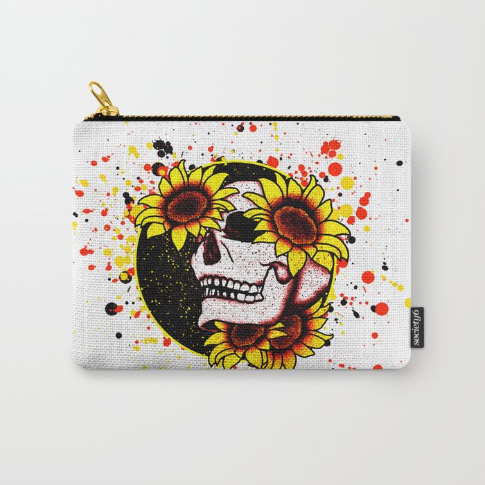 Sunflower Skull Carry-All Pouch