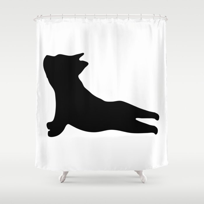 French Bulldog Puppy Silhouette Yoga, Puppy Shower Curtain