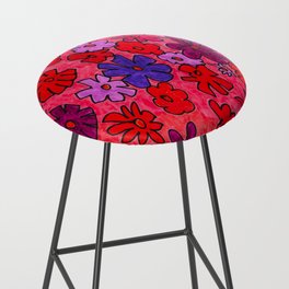 Abstract Coloured Flowers in Vivid Bar Stool