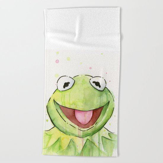 Frog Kermit Portrait Beach Towel