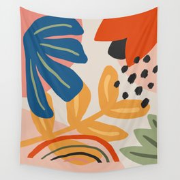 Flower Market Madrid, Abstract Retro Floral Print Wall Tapestry