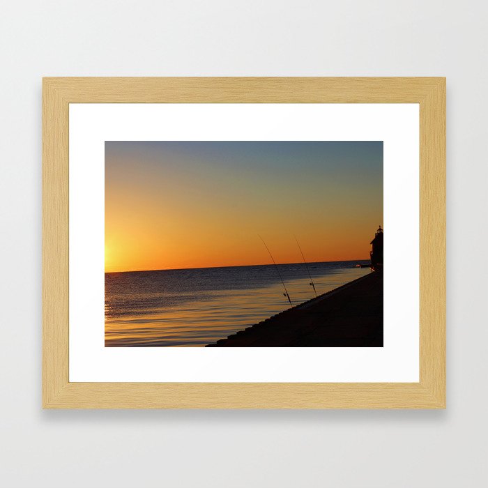 Sunset Fishing Framed Art Print