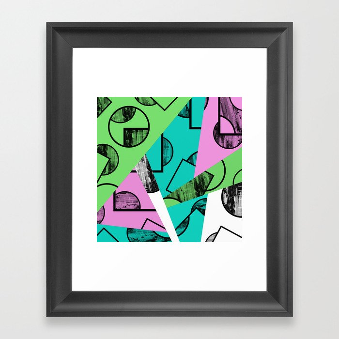 Broken Pieces - Pastel coloured, geometric, textured abstract Framed Art Print