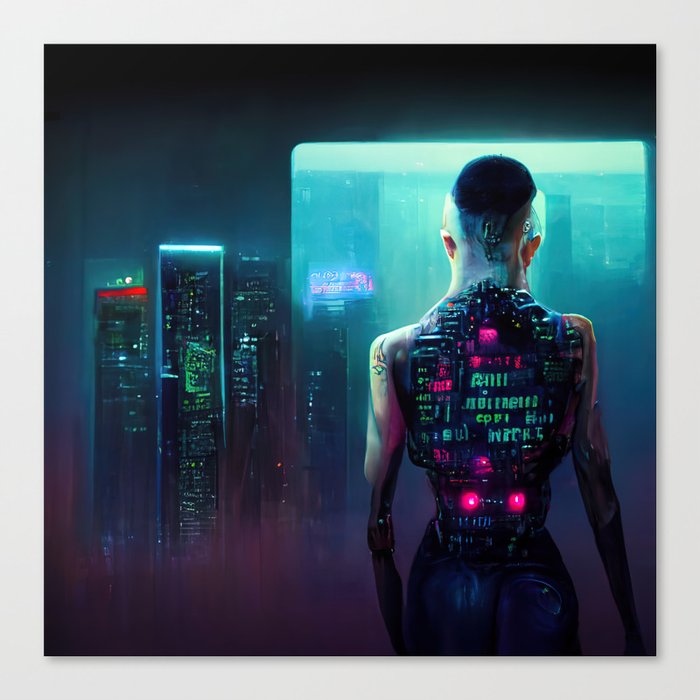 Cyberpunk 01 Tech Future Canvas Print