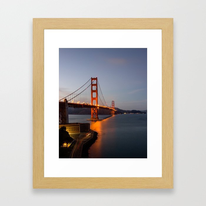 Golden Gate Bridge at night Framed Art Print