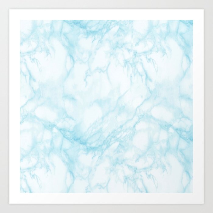Elegant pastel blue white modern marble Art Print by Pink Water