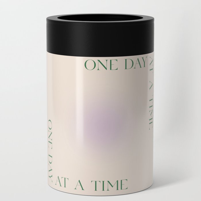 One day at a time | Green Purple Gradient | Motivational quote Can Cooler