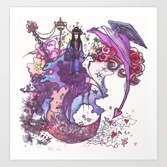 Dragon-Girl and Wolf-Boy Art Print