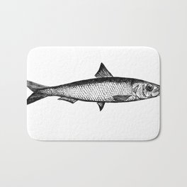 Sardine Bath Mat | Black and White, Food, Animal, Illustration 