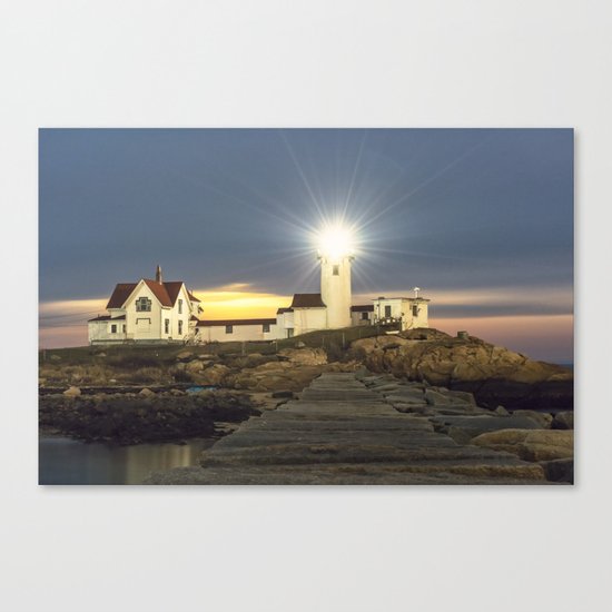 Full moon rising over Eastern point Lighthouse #2 Canvas Print
