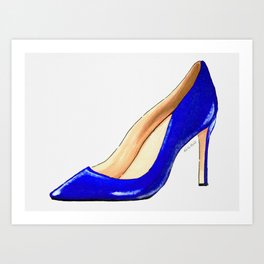 Blue High Heel Shoes Art Print